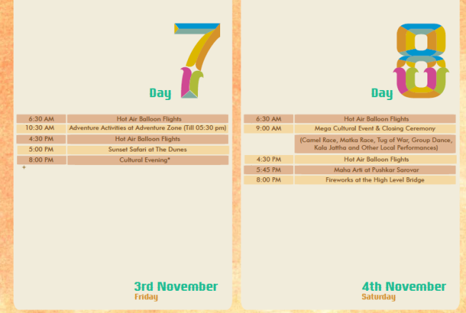 pushkar camel fair 2017 schedule
