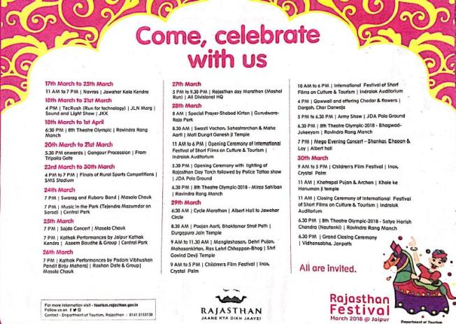 Rajasthan Festival Schedule